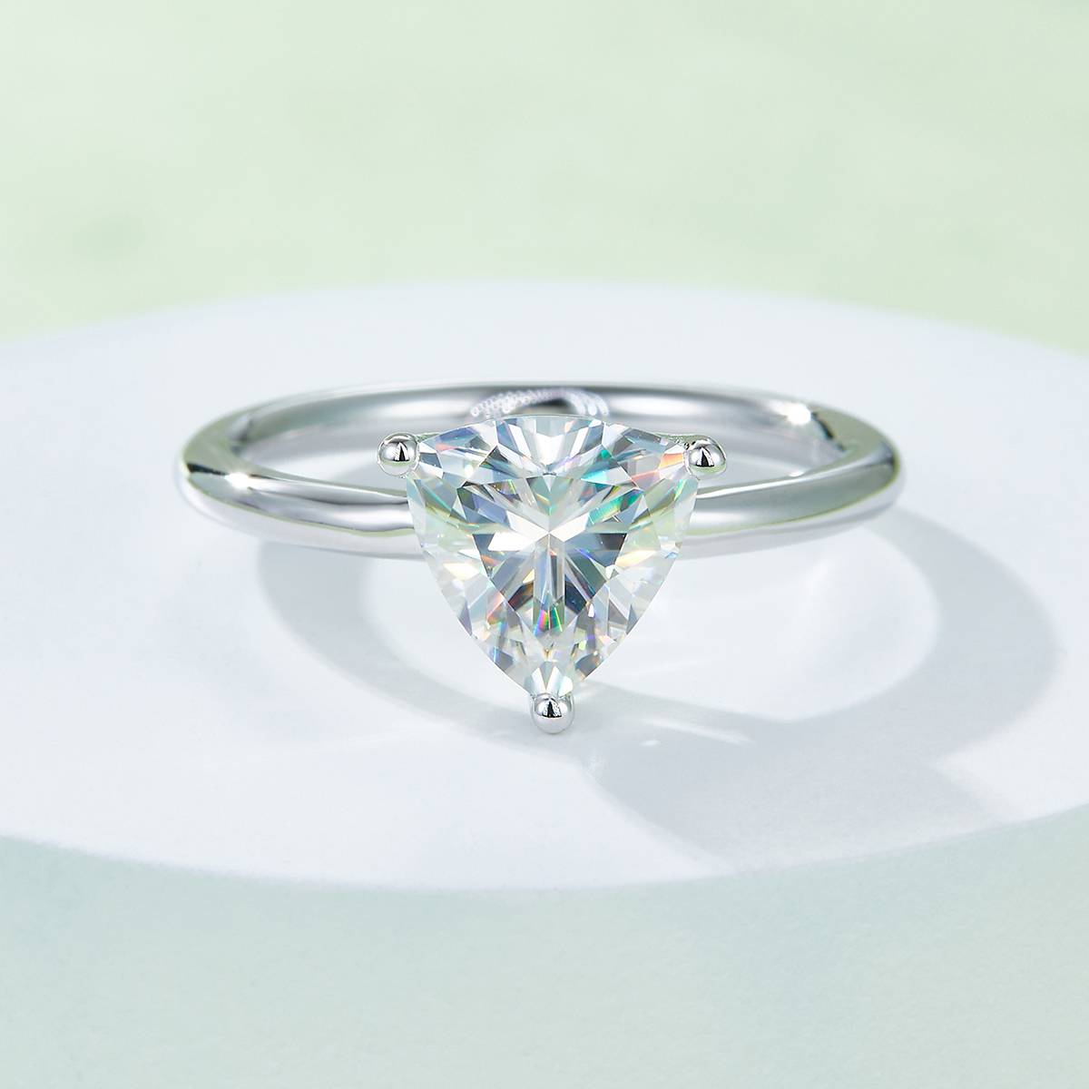 Classic triangle S925 silver plated white gold moissanite diamond women's ring 3.0 carats D-class